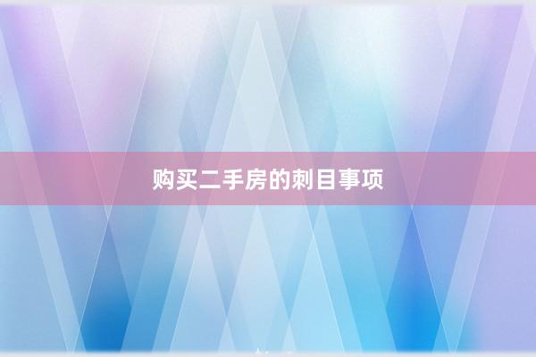 购买二手房的刺目事项