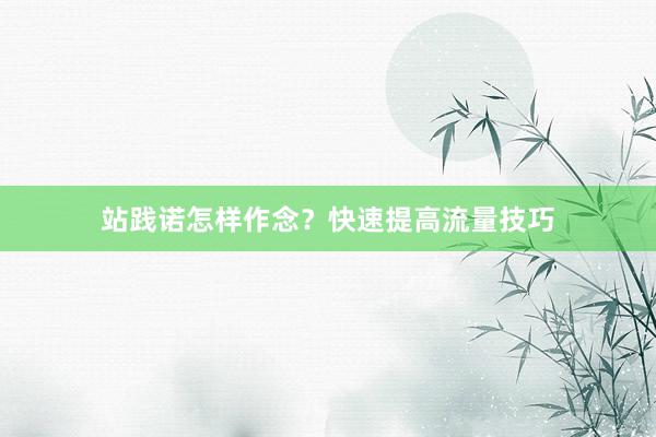 站践诺怎样作念？快速提高流量技巧